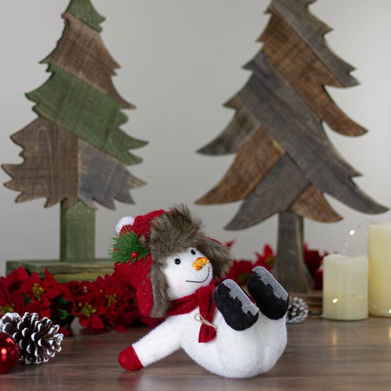 10" Fallen Ice Skating Snowman Christmas Figure