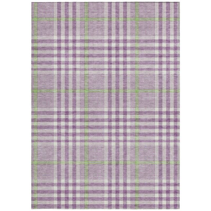 HomeRoots Plaid Transitional Rectangle Outdoor Rug