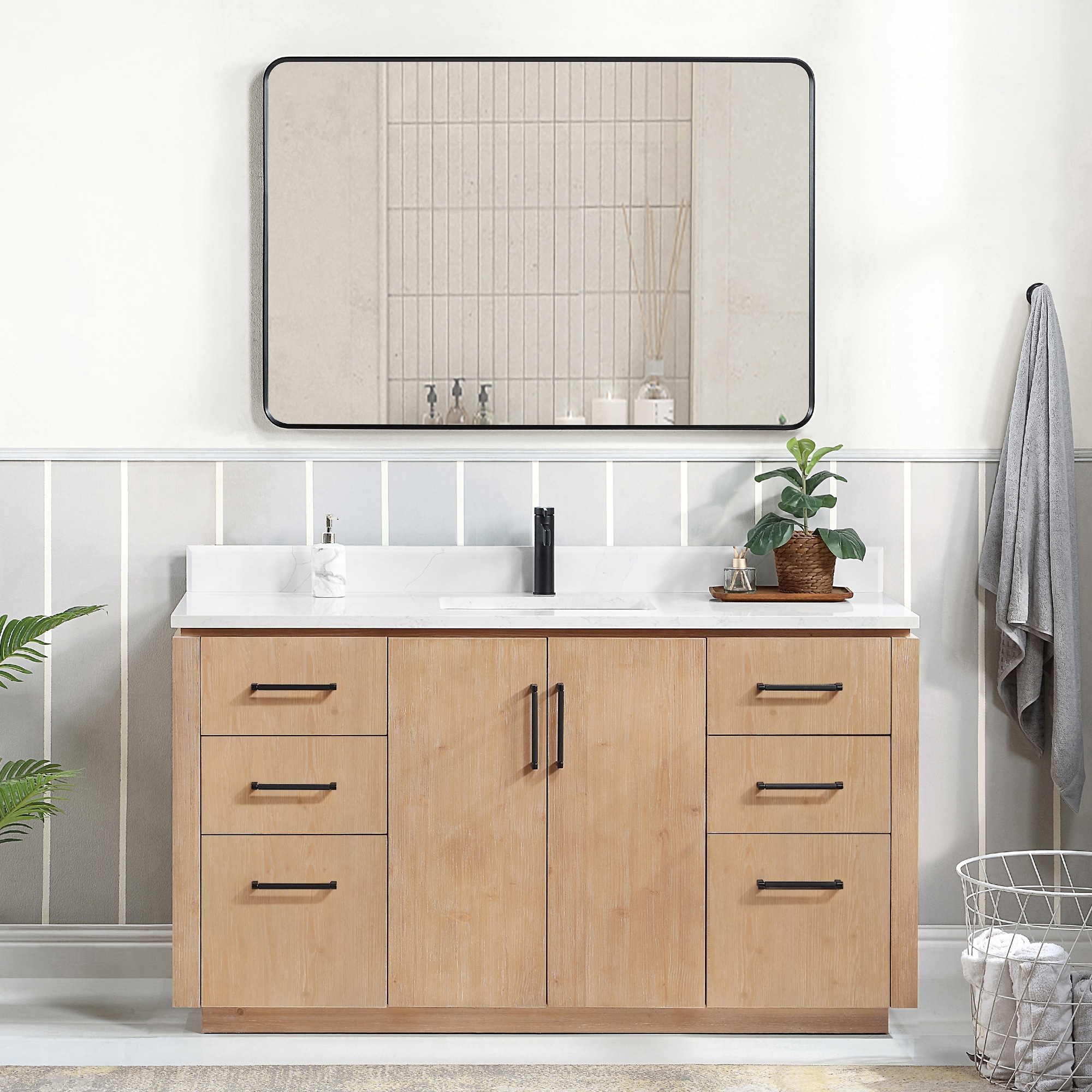 San Single Bath Vanity with Composite Stone Top and Mirror