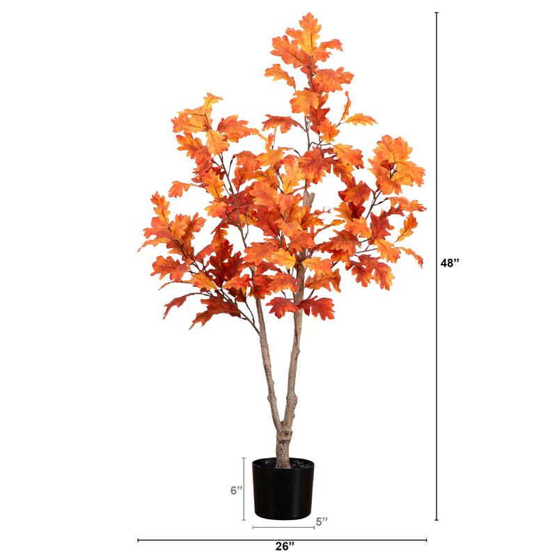 Artificial Potted Oak Tree - 4' - Unlit