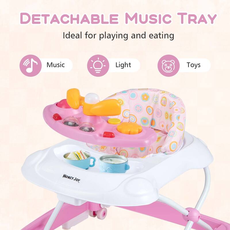 Honeyjoy Foldable Baby Walker with 3 Adjustable Heights Comfy Padded - See Details