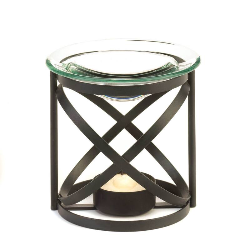 Orbital Candle Oil Warmer with Stand - 3.5" - Black and Clear