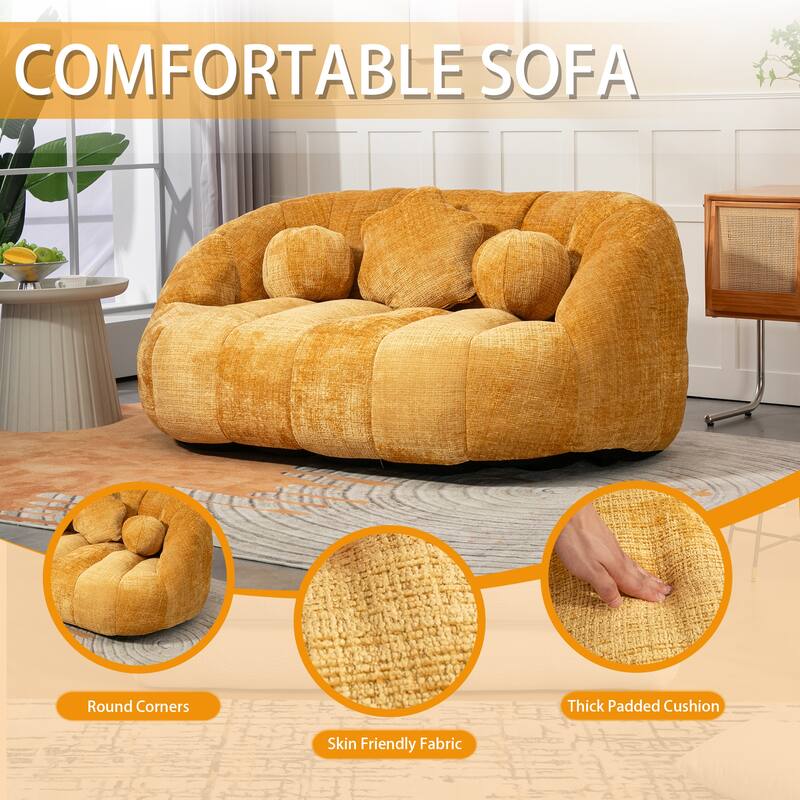 Chenille Upholstered Durable Comfort Lounger Bean Bag Lazy Sofa