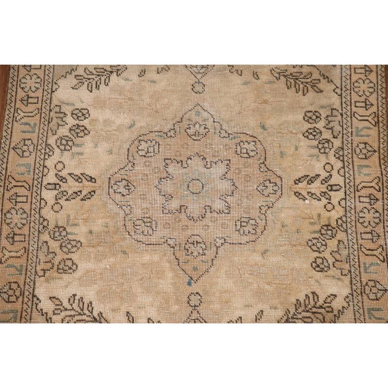 Hand Knotted Oriental 100% Wool Carpet Traditional Floral Yellow & Gold Tabriz Area Rug - 4' 8'' X 3' 1''