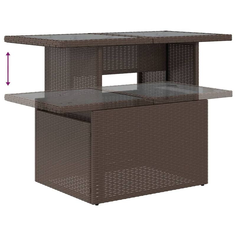 vidaXL Patio Sofa Set with Cushions and Table Outdoor Garden 8 Piece Poly Rattan - 24.4" x 24.4" x 27.2"