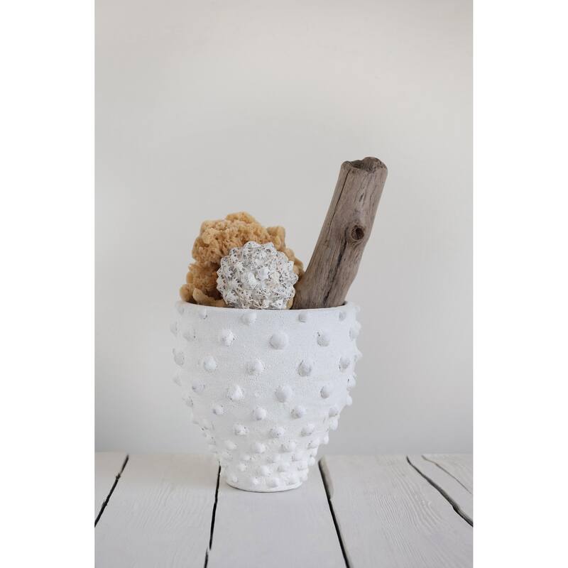 Terra-cotta Crock with Pointed Polka Dots and Distressed Volcano Glaze