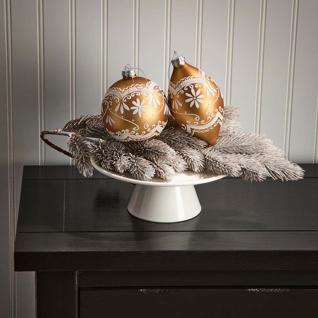 4-6" Glass Gingerbread Ball and Finial Ornament Set of 6