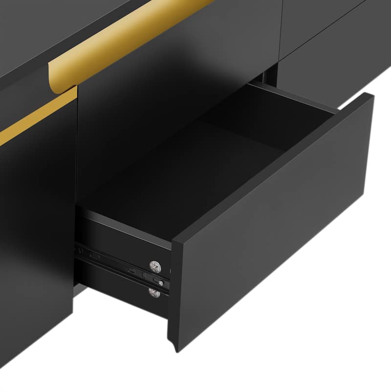 74.8" TV Stand with Storage with 2 Cabinets & 4 Drawers, Golden Metal Legs