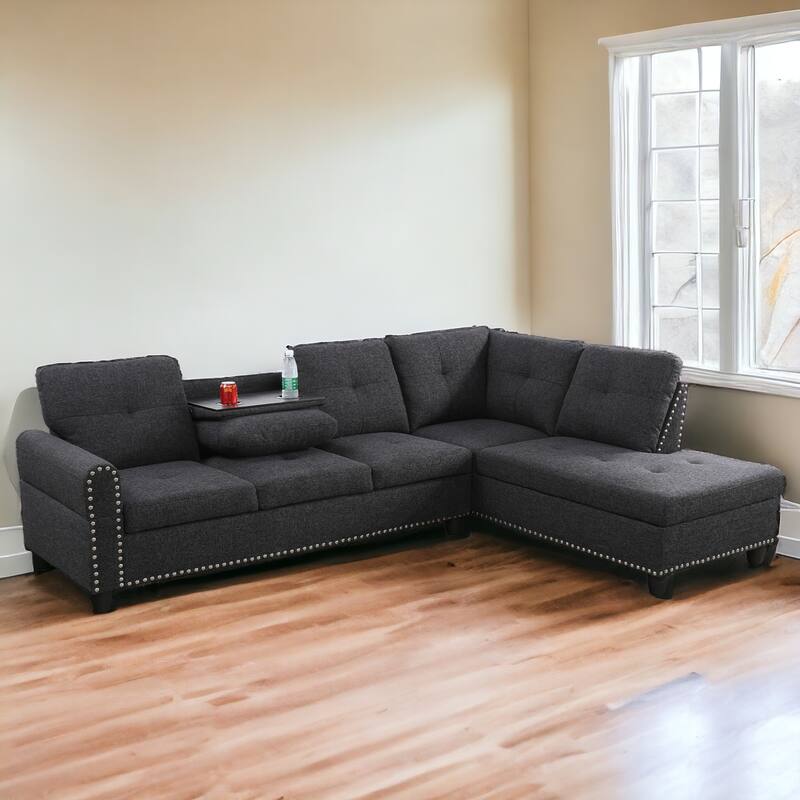 KISRAIS 97.5" Wide 2-Piece Upholstered Sectional Sofa Set for Small Space