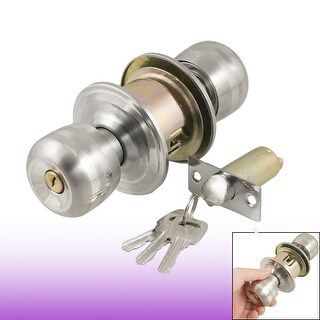 Household Silver Tone Stainless Steel Key Locking Locker Door Knob Lock ...