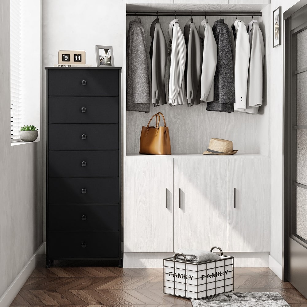 Slim Tall Vertical 7-Drawer Chest Dresser Closet Storage Organizer Unit for Bedroom