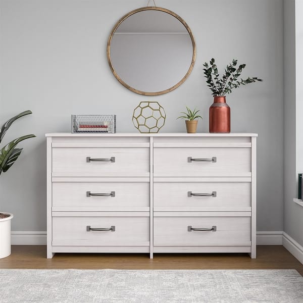 Rustic Ranch 6 Drawer Dresser, Ivory Oak - Bed Bath & Beyond - 36139294