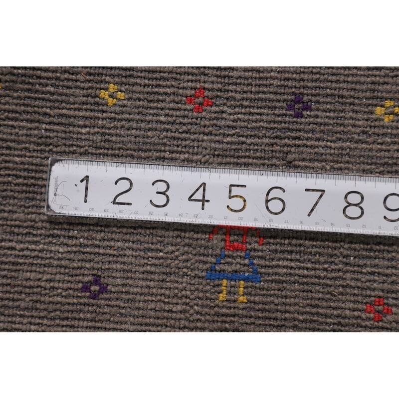 Earth Tone Striped Gabbeh Indian Area Rug Silk Carpet - 8'3" X 9'9"