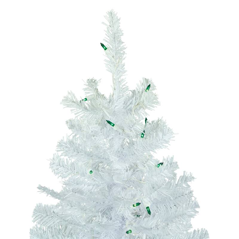 6.5' Woodbury White Pine Pencil Artificial Christmas Tree Green Lights - 6.5 Foot
