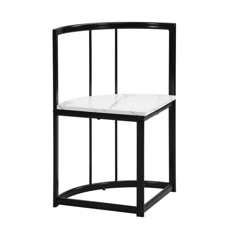 Mid-Century 7-Piece Dining Table Set for 6 People, Kitchen Dining Room Table Set with Faux Marble Dining Table and 6 Chairs