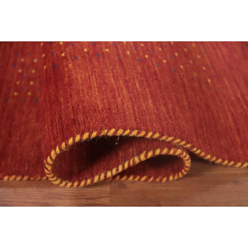 Gabbeh Area Rug Hand-Knotted Stripe Wool Carpet - 6'7"x 9'8"