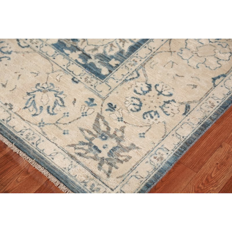 Blue Vegetable Dye Ziegler Oriental Area Rug Hand-Knotted Wool Carpet - 8'4"x 9'9"