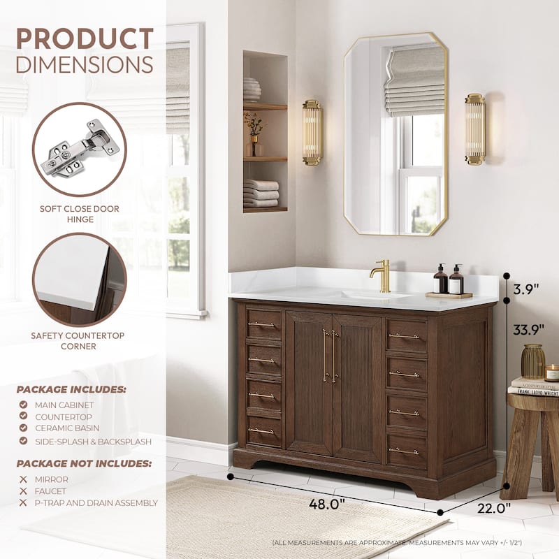 Tokyo Bath Vanity with Quartz Stone Top without Mirror