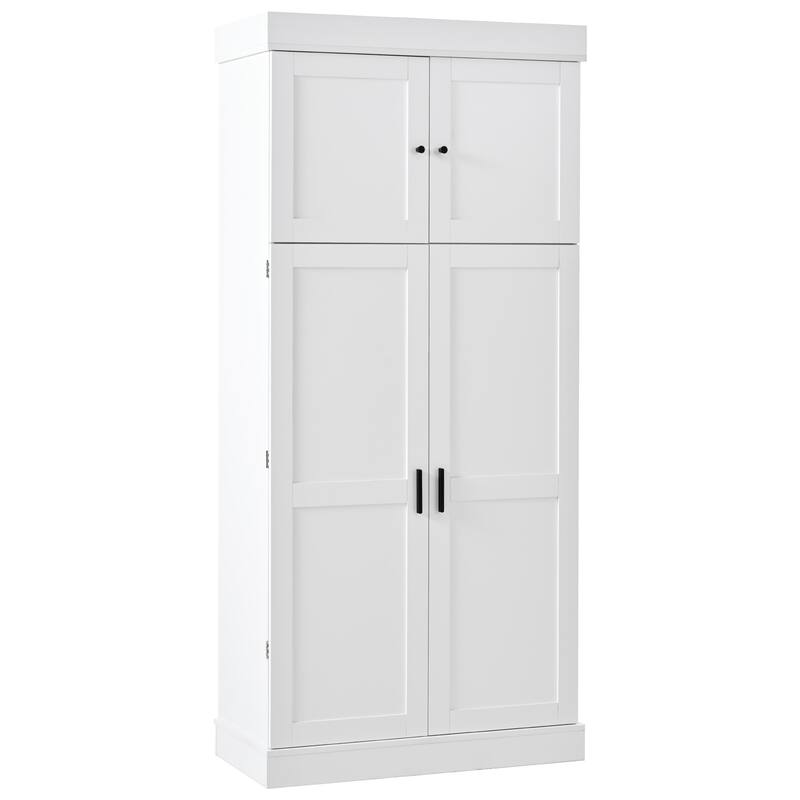 77" Tall Buffet Sideboard Storage Cabinet for Dining Room, Freestanding Kitchen Pantry Cabinetwith Drawers and Wine Racks