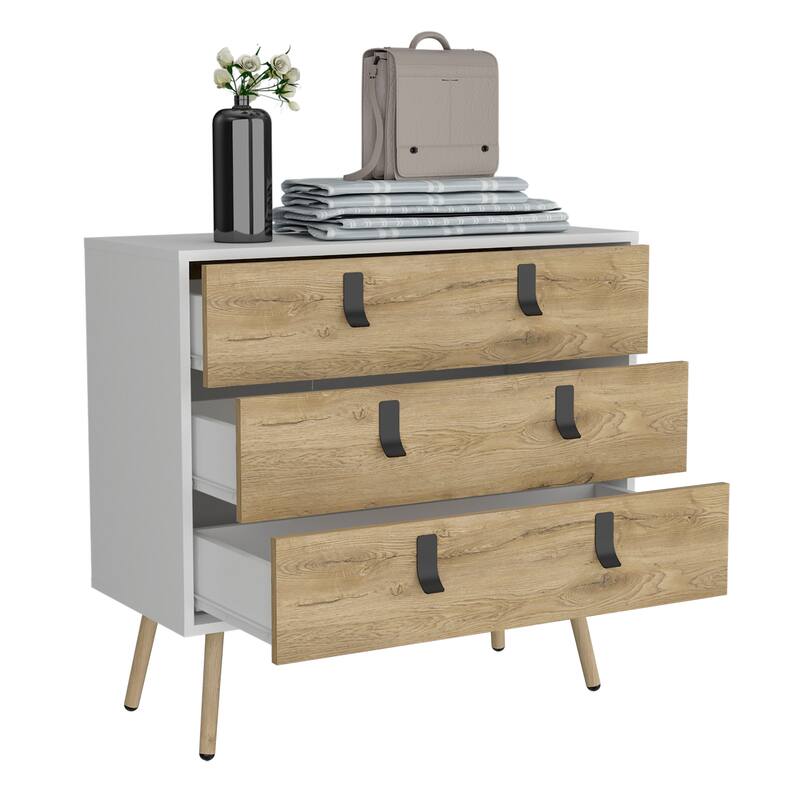 Dresser for Bedroom, Modern 3-Drawer Unit with Handles