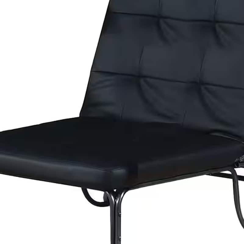 Black Faux Leather Tufted Convertible Sleeper Chair for Living Room - 75” x 28” x 11”