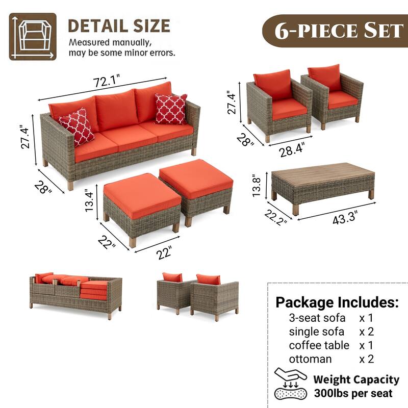 6 Piece Sectional Seating Group with Cushions