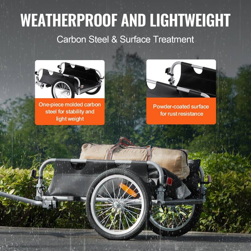 Bike Cargo Trailer, 100 lbs Load Capacity, Heavy-Duty Bicycle Wagon Cart, Foldable Compact Storage & Quick Release with Univers