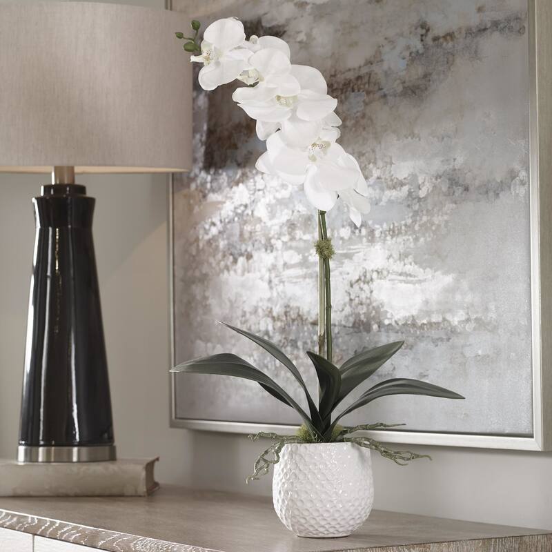 Uttermost 60178 Cami Orchid 24" Tall Ceramic Faux Flora Planter