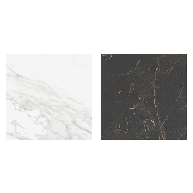 Merola Tile Reve Checker Blanc with Noir 23-1/2" x 23-1/2" Porcelain Floor and Wall Tile