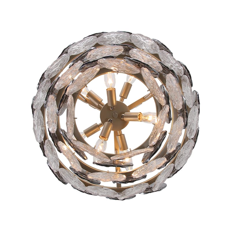 Yep by Golden Lighting Cascada 8-light Pendant in Aegean Silver and Smoke Plated Glass - Gold