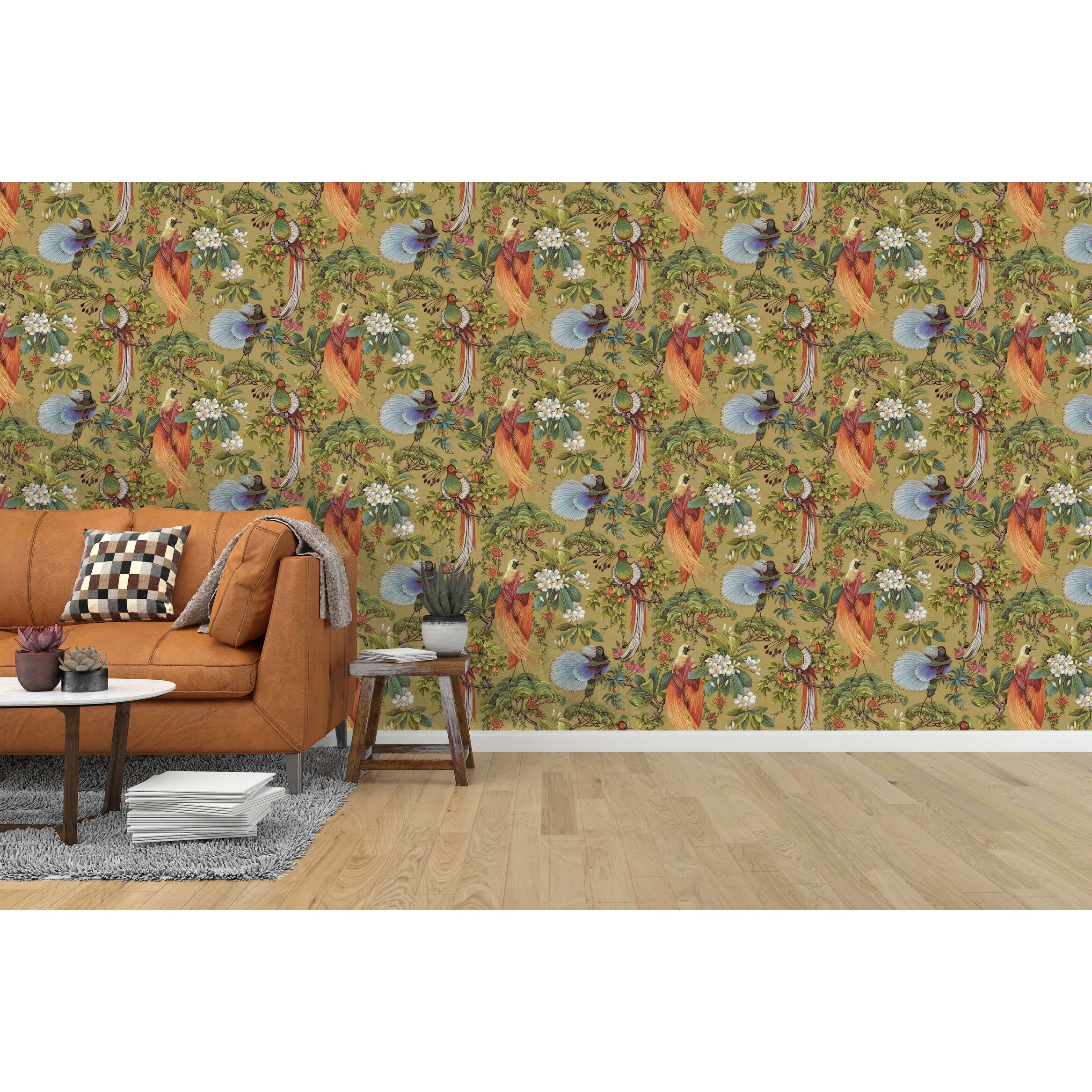 【未使用】FloralVinesTribalRug120×170 Yasuni Floral Unpasted Non-Woven Wallpaper undefined 396in x 20.8