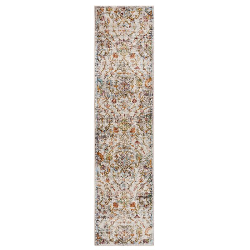Sevita Lotus Floral Garden Gray Multicolor Oriental Rug