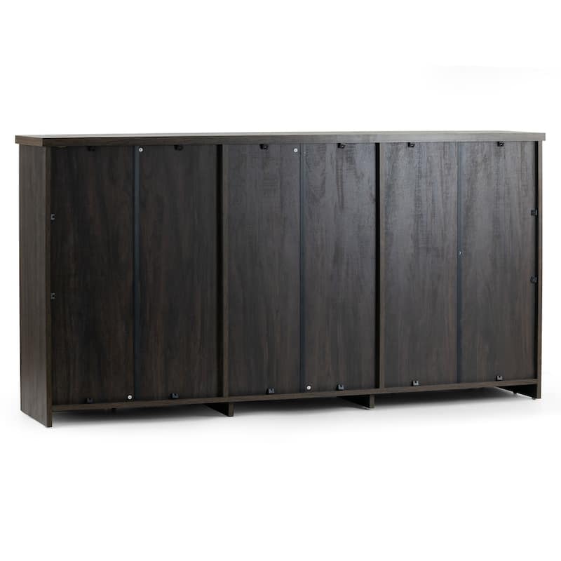 Bistra Brown Three Door Walnut Wood Sideboard with Rattan Doors