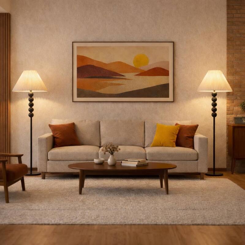 5 Bead Floor Lamp with Pleated Shade - 65 inch