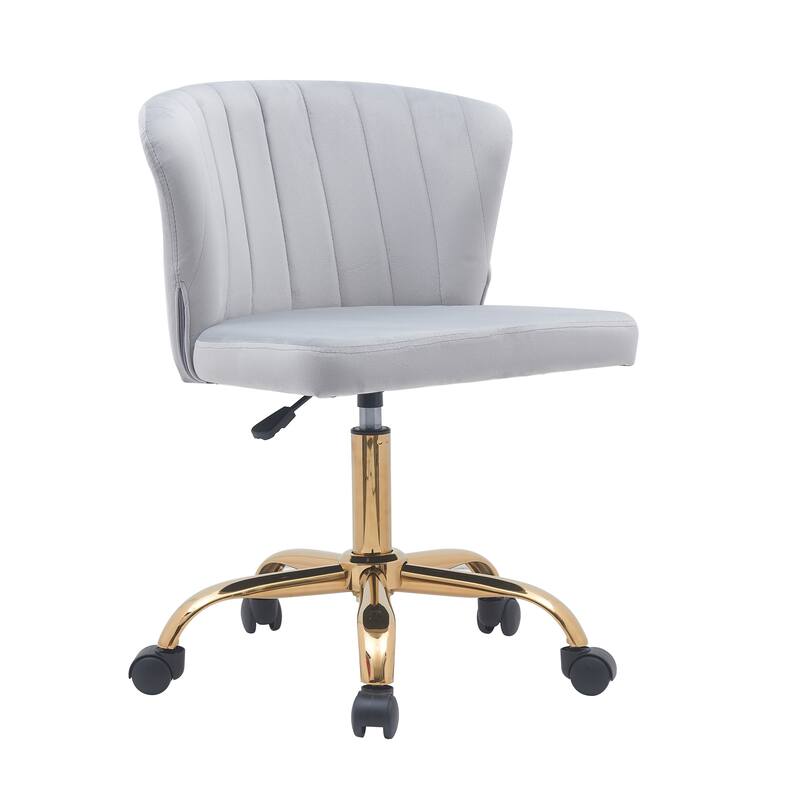 Porthos Home Rye Velvet Office Chair with Gold Chrome Legs - Grey