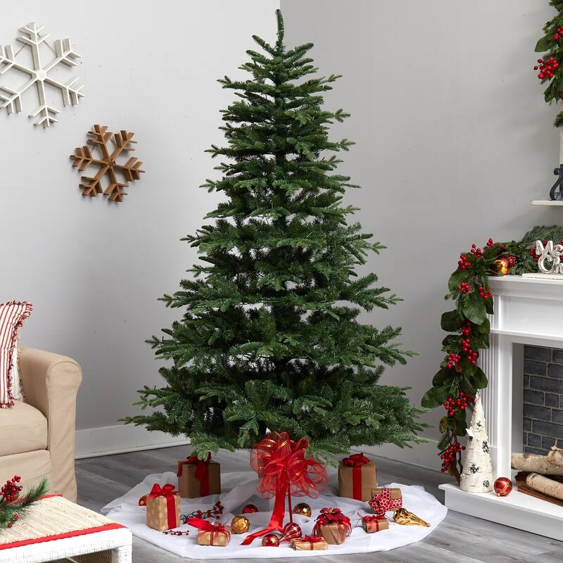 7ft. Spruce Artificial Christmas Tree with 650 Warm White LED Lights & 1575 Branches - Bright Seasonal Holiday X-Mas Glow