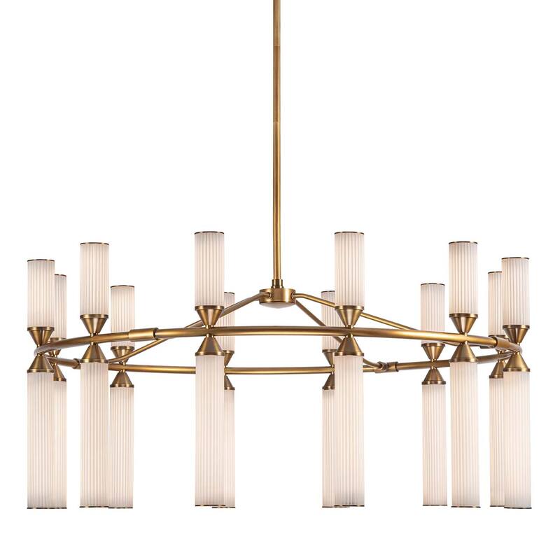 Alora Lighting CH348038 Edwin 38" Wide LED Ring Chandelier - Vintage Brass / Frosted Ribbed Glass