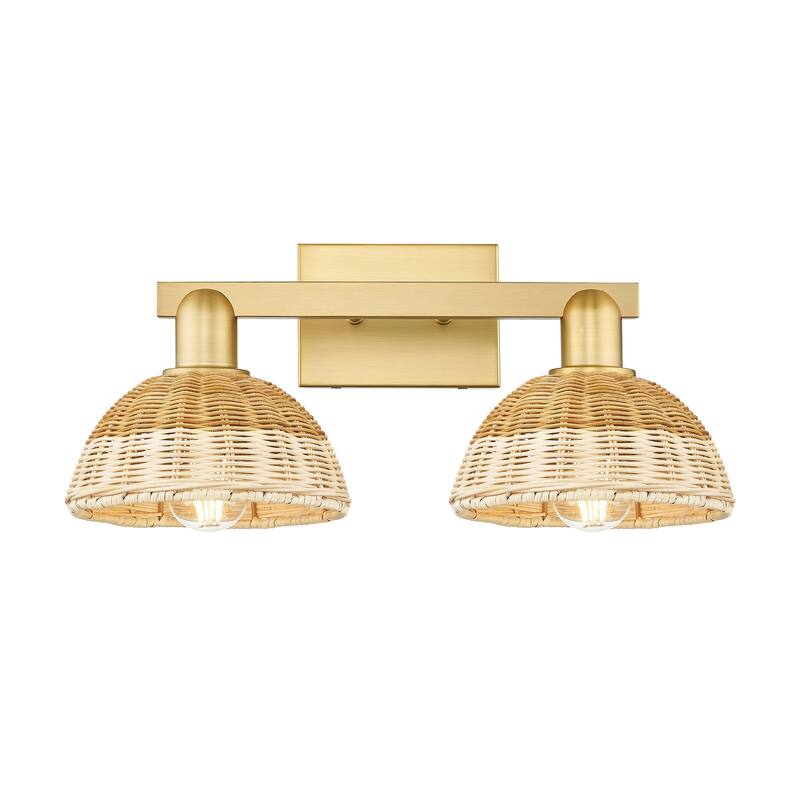 Innovations Lighting Downtown Urban - Natural Ballston Dome - 2 Light 16" Bath Vanity Light with Basketweave Shade