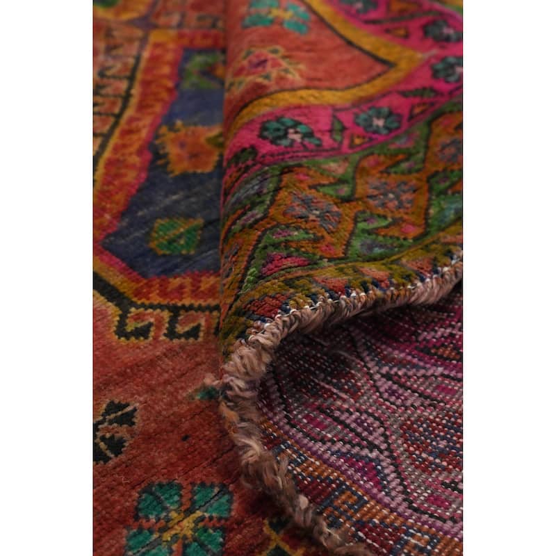 Hand Knotted Oriental 100% Wool Carpet Traditional Geometric Oranges & Rust Shiraz Area Rug - 7' 11'' X 4' 7''