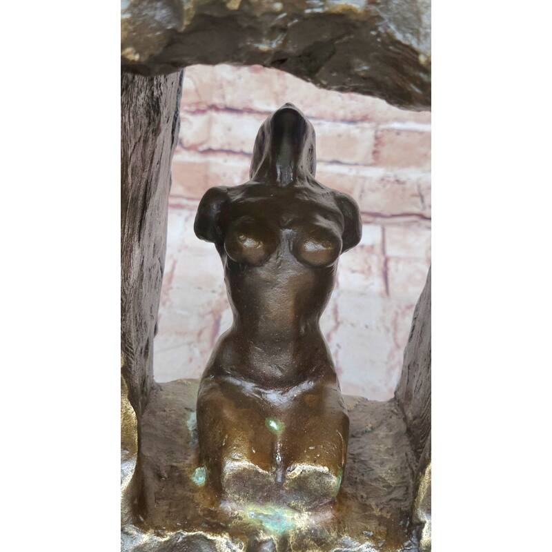 Male Torso W/ Female Figure Inside Surreal Abstract Bronze Statue Sculpture Modern Art 22 Inches X 15 Inches
