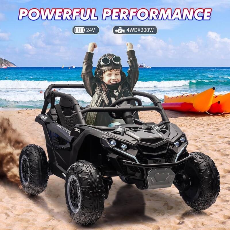 2-Seater Electric Ride-On Car Toy with Remote Control for Best Kids Gift, Black