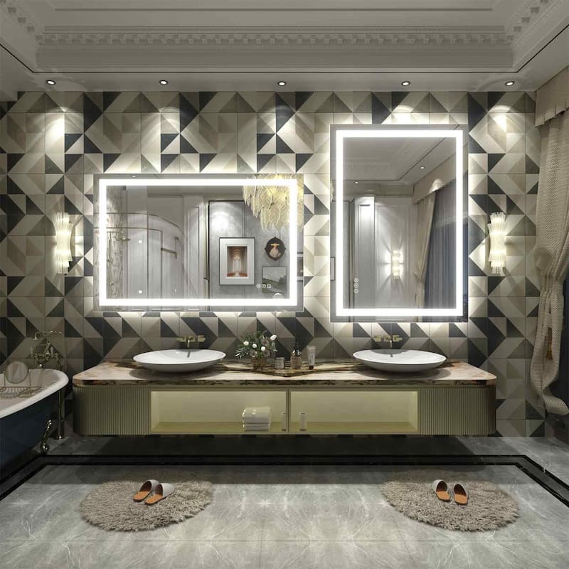 KIOTEE Super Bright Anti-fog LED Bathroom Mirror with Backlit and Front Lighting 3-Year Warranty