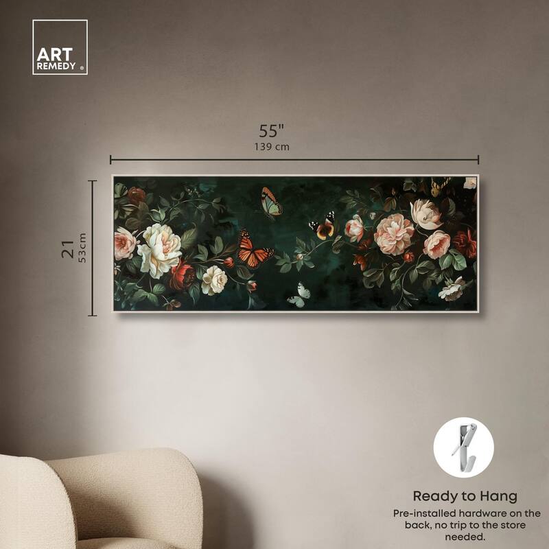Emerald Floral Panoramic Canvas by Art Remedy