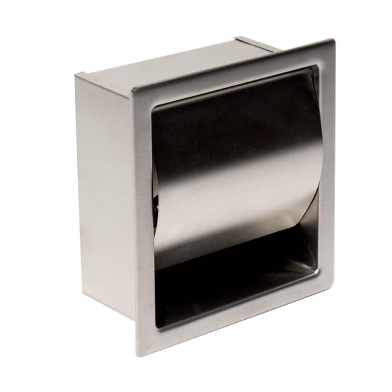 ABTP77-BSS Brushed Stainless Steel Recessed Toilet Paper Holder with Cover - Grey