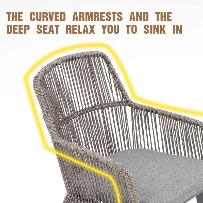 Outdoor 2-Piece Arm Barstool Chairs with Cushions