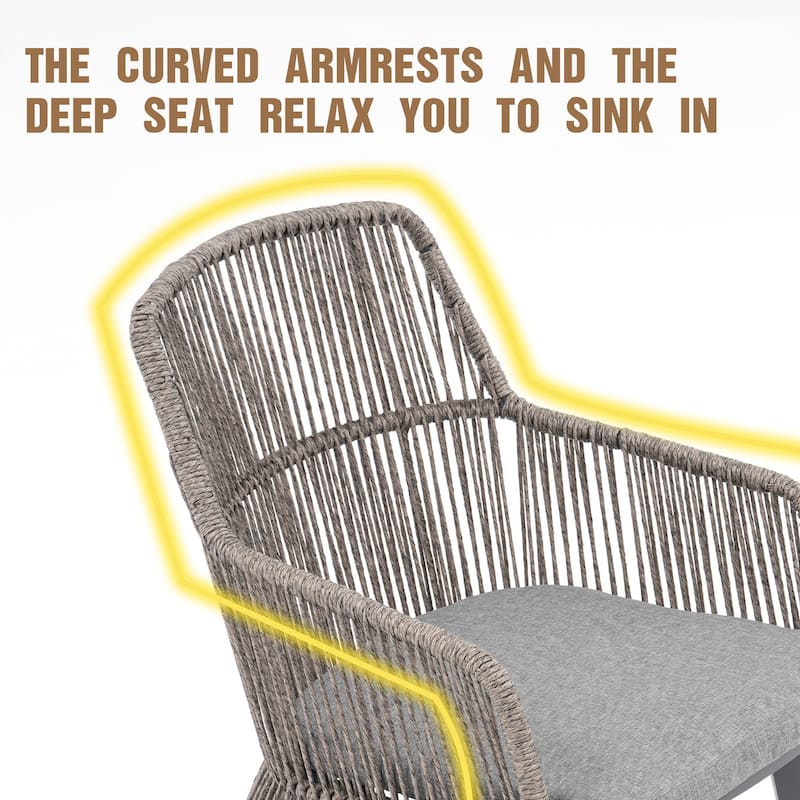 Outdoor Patio Dining Sets with PE Wicker Chairs and Extendable Aluminum Dining Table for 8 Persons