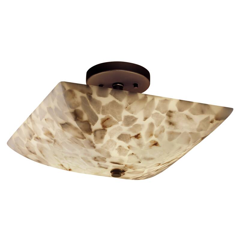 Justice Design Alabaster Rocks! 2-Light Dark Bronze Square Semi-Flush Bowl, Alabaster Rocks - Dark Bronze - Dark Bronze