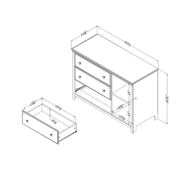 dimension image slide 0 of 2, South Shore Cotton Candy 3-drawer Dresser with 2 Baskets