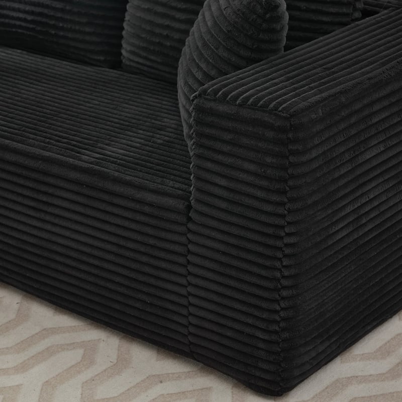 106" Corduroy Upholstery L-Shaped Cloud Modular Sectional Sofa with Chaise and Pillows, All-Foam Compression Design