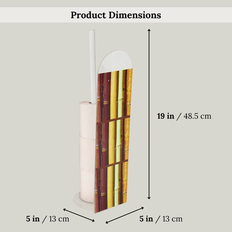 Bamboo Brown Freestanding Toilet Paper Holder - Brown, Beige, Green - 5"L x 5"W x 19"H